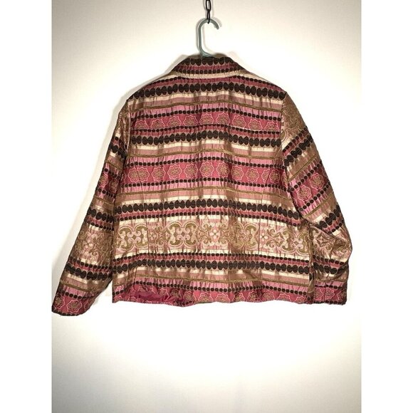 ERIN Tapestry Blazer Pink Gold Jacket Boho Cottagecore Lagenlook Size 1X XL - Picture 5 of 9